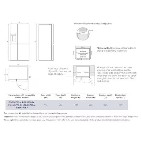 Electrolux EQE6879B-A 680L Ultimate Taste 900 French Door Refrigerator