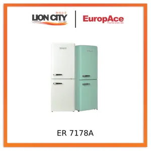 Europace ER 7178A Retro 2-Door Refrigerator in Light Green / Ivory White ER7178AGR ER7178AWH