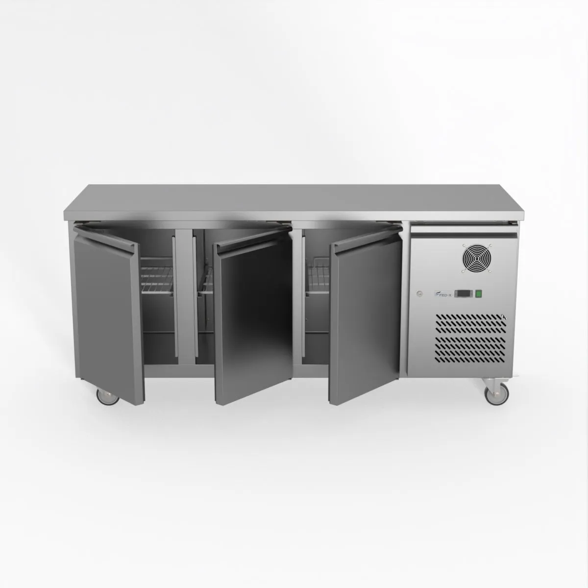 FED-X S/S Three Door Bench Freezer XUB6F18S3V
