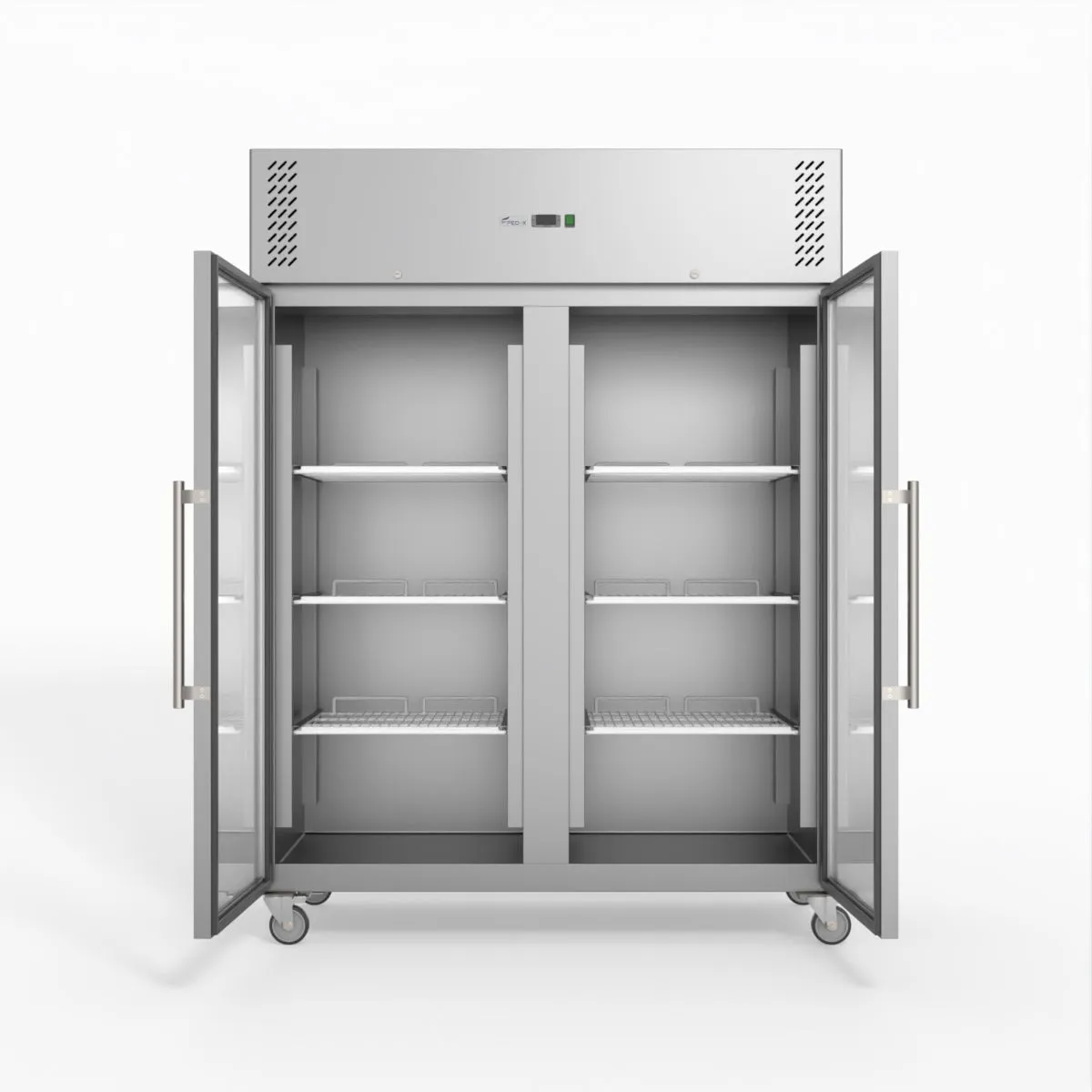 FED-X S/S Two Full Glass Door Upright Freezer XURF1410G2V