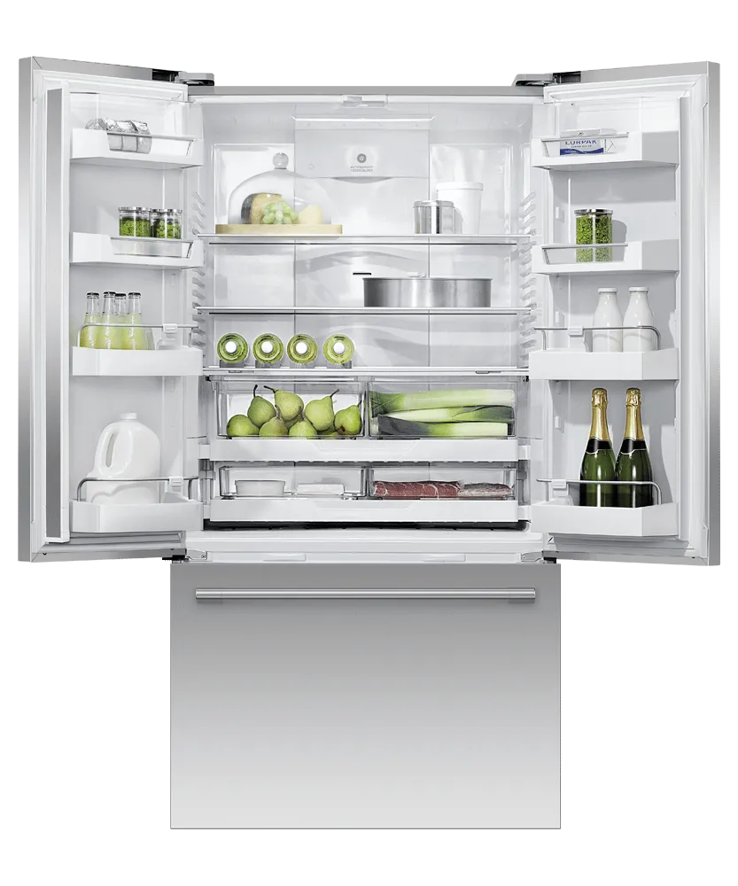 Fisher & Paykel RF201AHUSX1 Freestanding French Door Refrigerator Freezer, 36", 20.1 Cu Ft, Ice & Water