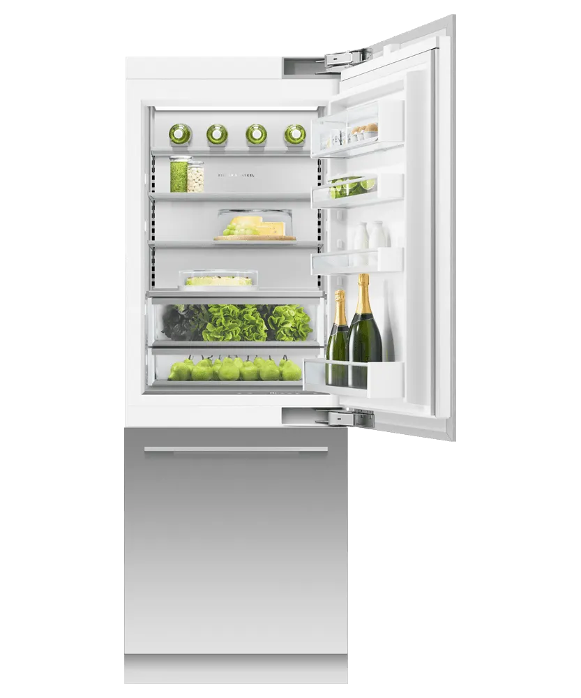 Fisher & Paykel RS3084WRU1 Integrated Refrigerator Freezer, 30", Ice & Water