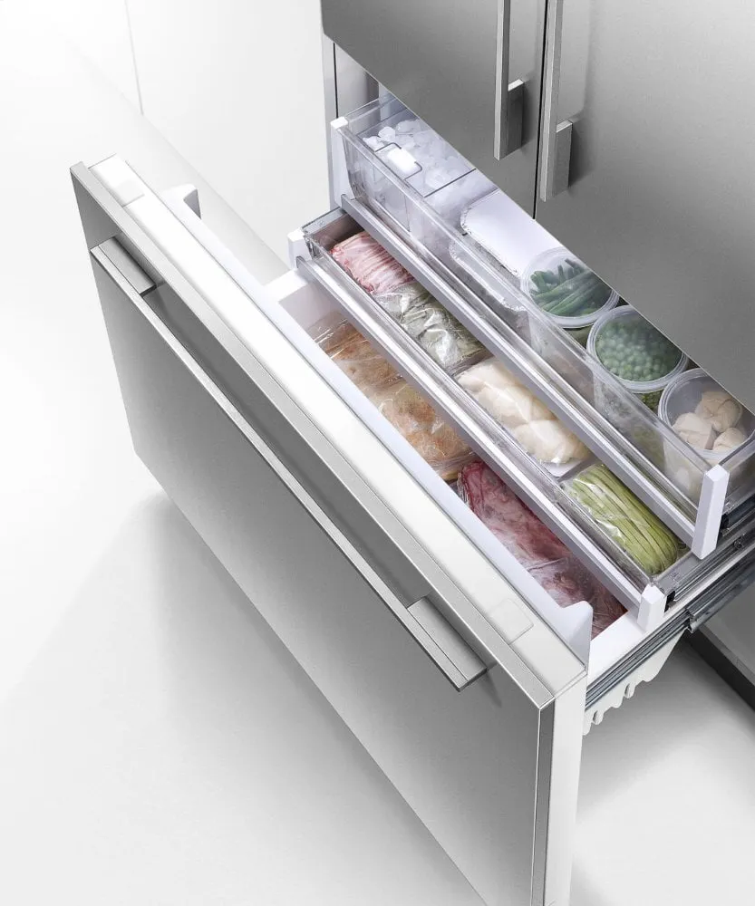 Fisher & Paykel RS36A72U1N Integrated French Door Refrigerator Freezer, 36", Ice & Water