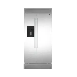 Forno FFRBI184440SG Salerno 36" Side By Side 20 Cu.Ft Stainless Steel Refrigerator With Ice Maker & Decorative Grill