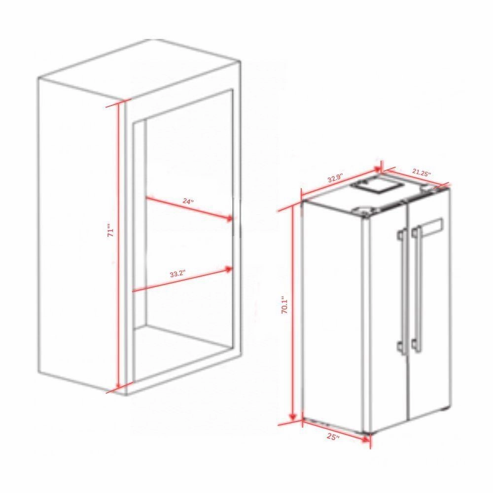 Forno FFRBI180533SB Forno Salerno 33" Side-By-Side 15.6 Cu.Ft. Stainless Steel Refrigerator