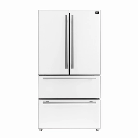 Forno FFRBI182036WHT Espresso Moena 36-Inch French Door Refrigerator In White, 19.2 Cu.Ft