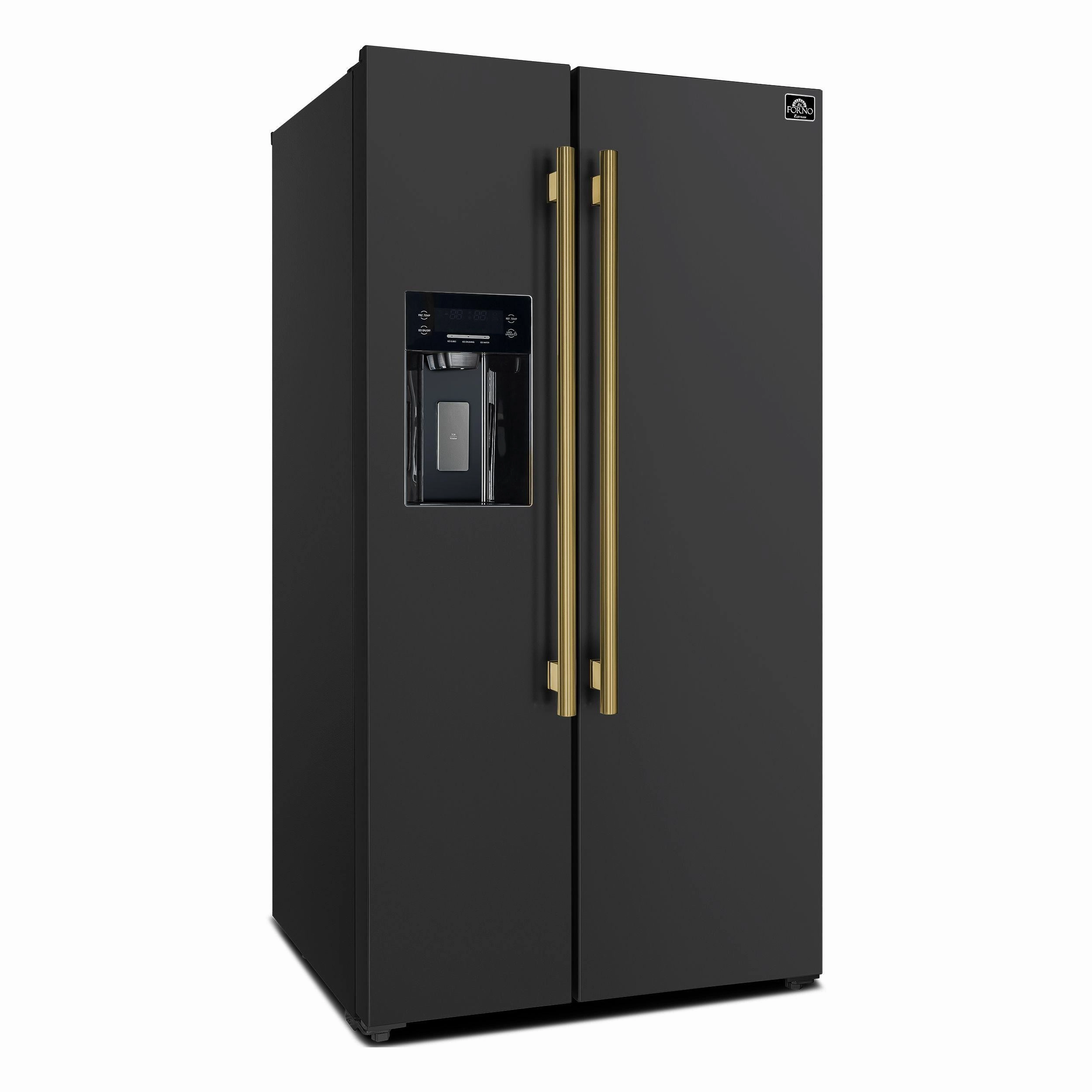 Forno FFRBI184436BLK Espresso Salerno 36-Inch Side-By-Side Black Refrigerator 20 Cu.Ft