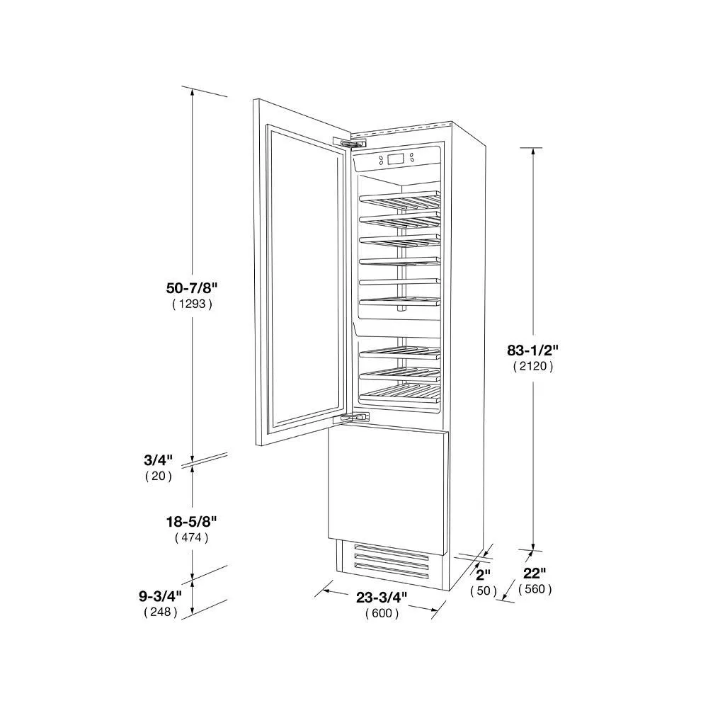 Fulgor Milano F7IBW24O2R 24" Overlay Built-In Wine Cellar - Right Door