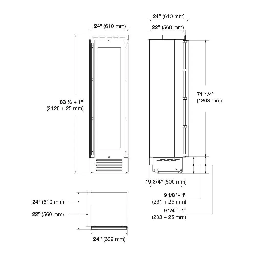Fulgor Milano F7IWC24O1R 24" Built-In Wine Cellar Column
