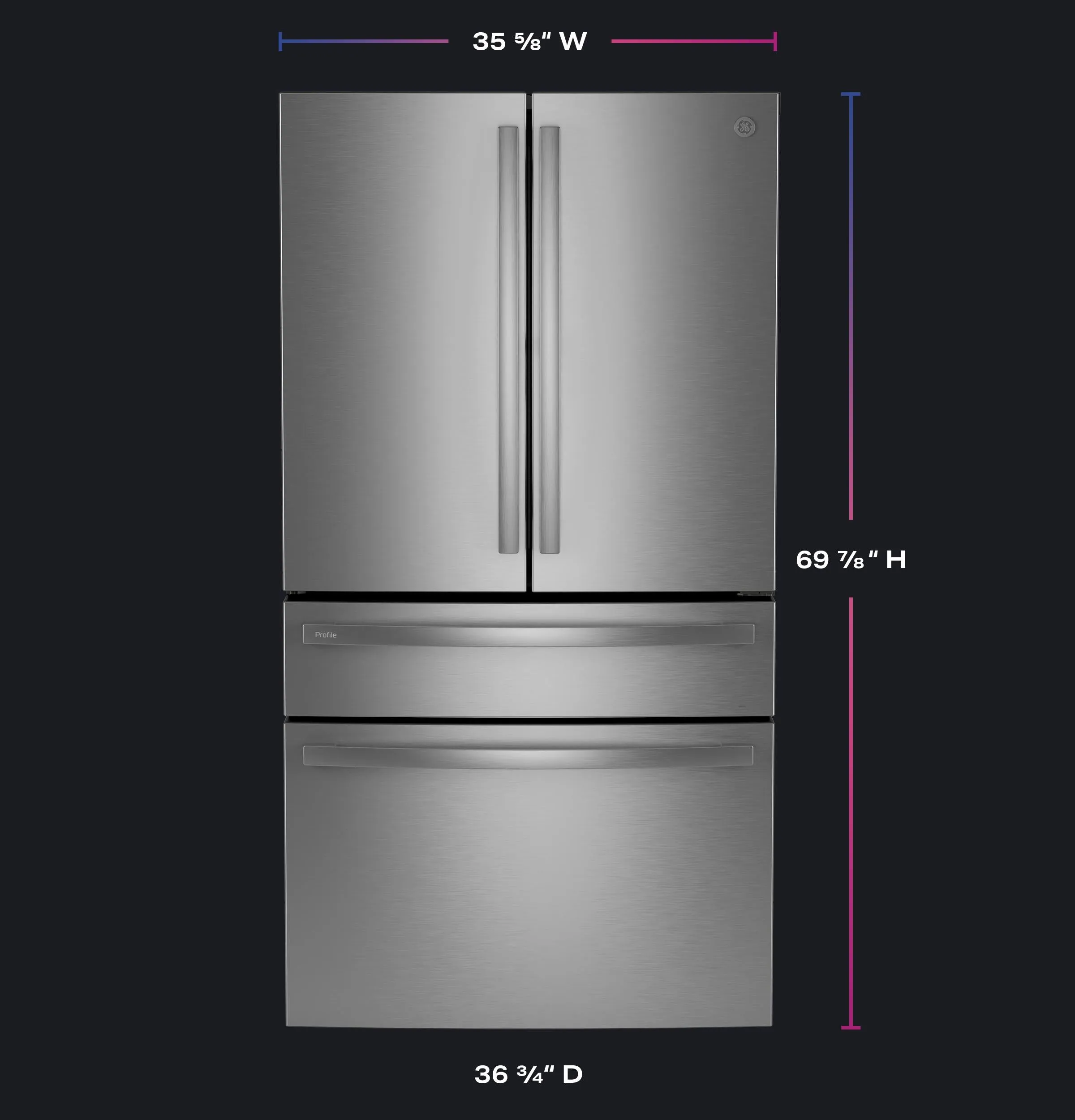 Ge Appliances PGD29BYTFS Ge Profile&#8482; Series Energy Star 29 Cu. Ft. Smart Fingerprint Resistant 4-Door French-Door Refrigerator With Door In Door