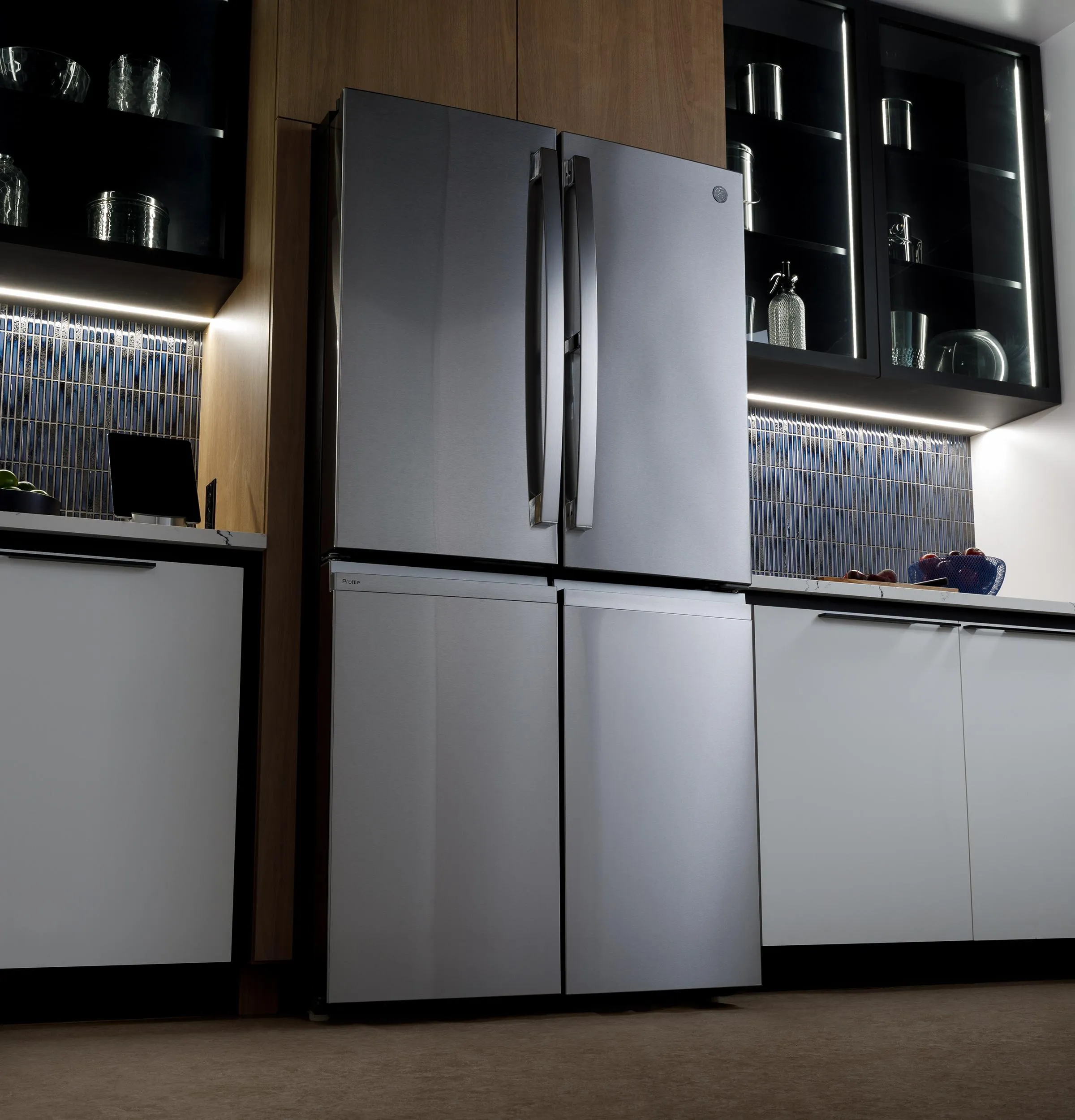 Ge Appliances PHD23BYWFS Ge Profile&#8482; Energy Star 22.9 Cu. Ft. Counter-Depth Quad-Door Refrigerator With Dual-Dispense Autofill Pitcher And Door In Door