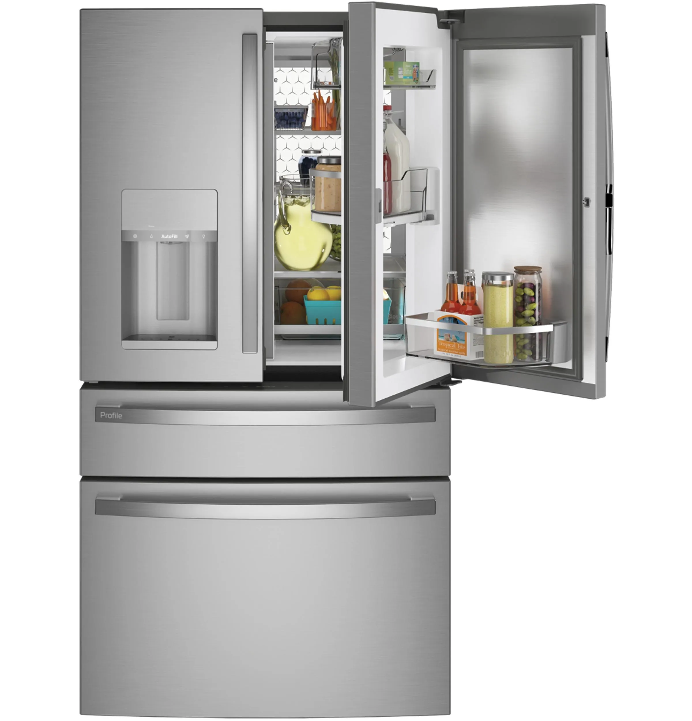 Ge Appliances PXD22BYPFS Ge Profile&#8482; 22.4 Cu. Ft. Smart Counter-Depth Fingerprint Resistant 4-Door French-Door Refrigerator With Door In Door