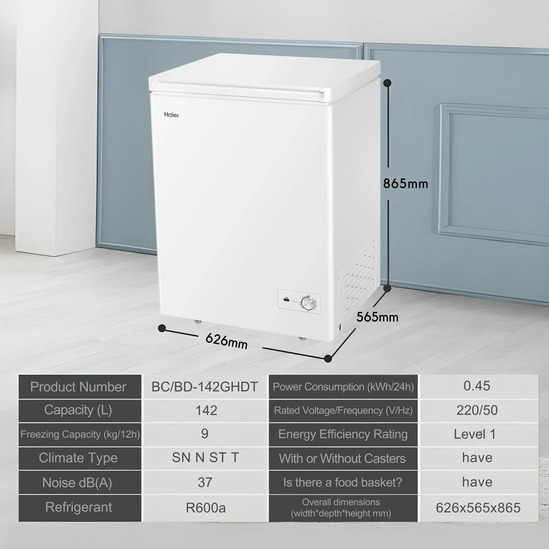 Haier BC/BD-142GHDT 142L Single Temperature Frost Chest Freezer
