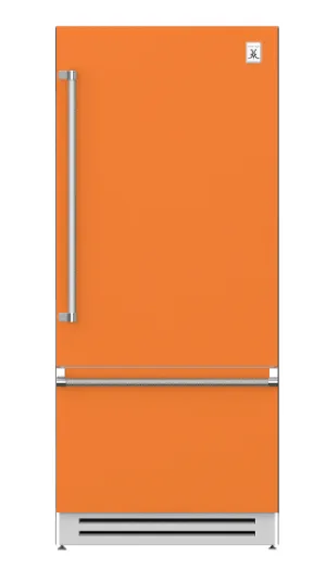 Hestan KRBL36OR 36" Bottom Mount, Bottom Compressor Refrigerator - Left Hinge - Orange / Citra