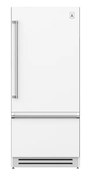 Hestan KRBL36WH 36" Bottom Mount, Bottom Compressor Refrigerator - Left Hinge - White / Froth