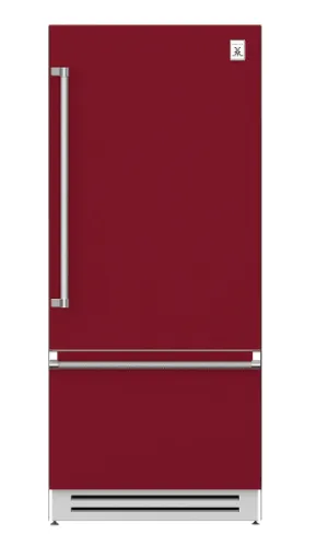 Hestan KRBR36BG 36" Bottom Mount, Bottom Compressor Refrigerator - Right Hinge - Burgundy / Tin Roof