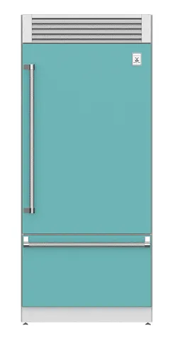 Hestan KRPL36TQ 36" Pro Style Bottom Mount, Top Compressor Refrigerator - Left Hinge - Turquoise / Bora Bora