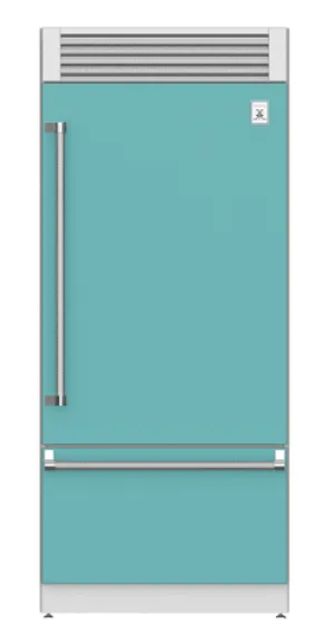 Hestan KRPL36TQ 36" Pro Style Bottom Mount, Top Compressor Refrigerator - Left Hinge - Turquoise / Bora Bora