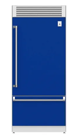 Hestan KRPR36BU 36" Pro Style Bottom Mount, Top Compressor Refrigerator - Right Hinge - Blue / Prince