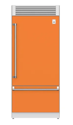 Hestan KRPR36OR 36" Pro Style Bottom Mount, Top Compressor Refrigerator - Right Hinge - Orange / Cirtra