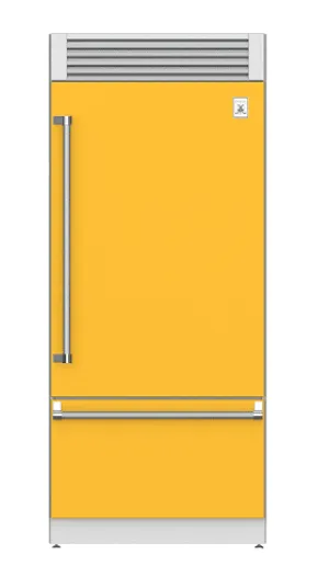 Hestan KRPR36YW 36" Pro Style Bottom Mount, Top Compressor Refrigerator - Right Hinge - Yellow / Sol