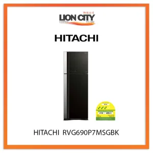 HITACHI 544L 2 DOOR FRIDGE RVG690P7MSGBK