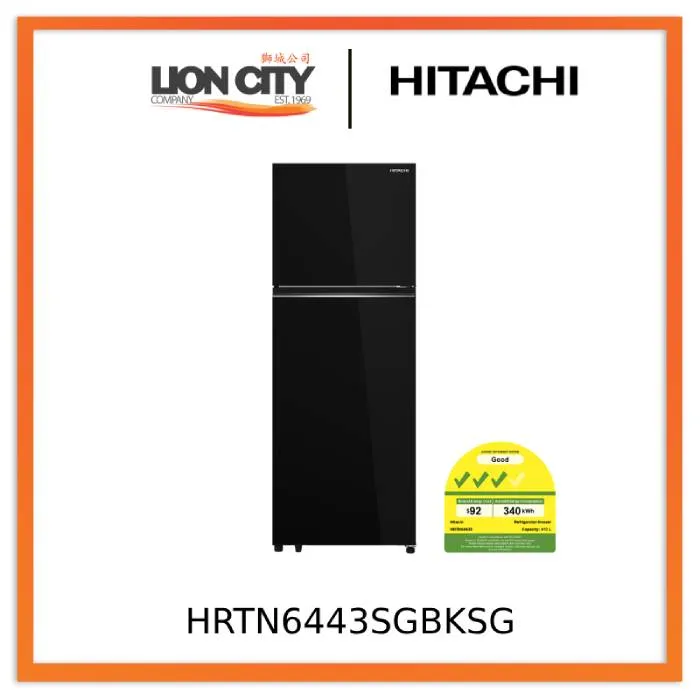 Hitachi HRTN6443SGBKSG Freezer 2 Door Top Freezer