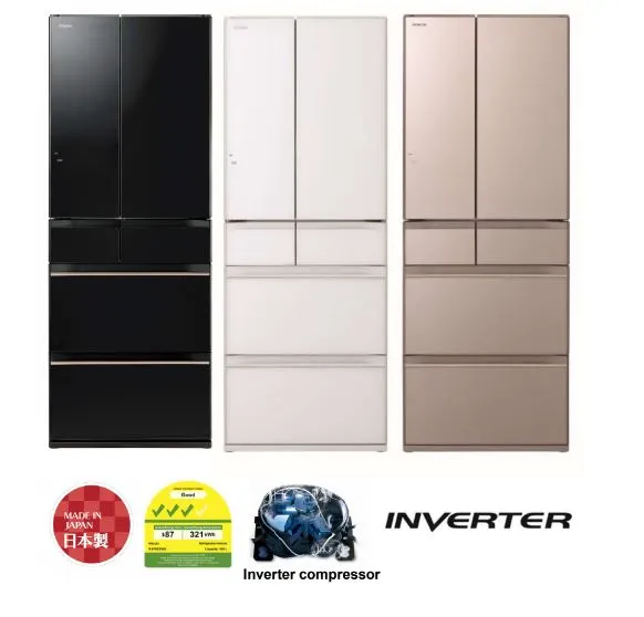 Hitachi R-HW530NS XK/XW/XN Bottom Freezer 6 Doors 401L Refrigerator