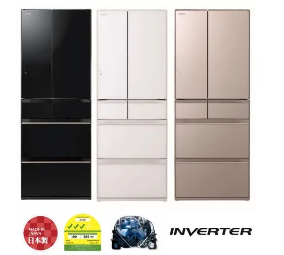Hitachi R-HW610NS XK/XW/XN Bottom Freezer 6 Doors 463L Refrigerator