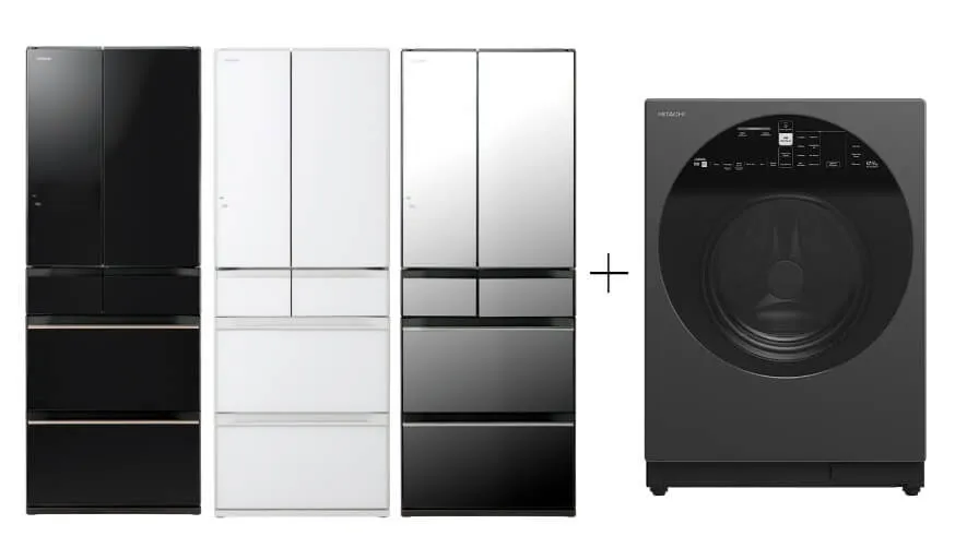 Hitachi R-HW620RS-XK/XW/X 416l Multi-door Fridge Hitachi BD-D120XGV Front Load Washer Dryer 12/8KG