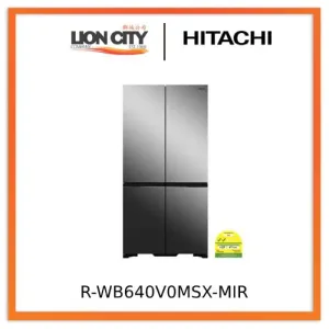 Hitachi R-WB640V0MSX-MIR 541L 4 Door Fridge (Bottom Freezer)