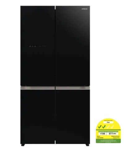 Hitachi R-WB700VMS2-GBK 645L French Bottom Freezer Deluxe 4-Door Refrigerator   Hitachi BD-100GV Front Loading - Washer AI Wash, Inverter 10 kg, 1,600 RPM