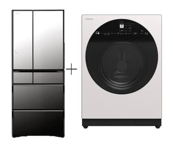 Hitachi R-WXC620KS-X Multi Door Refrigerator (500l) Hitachi BD-D100GV Front Load Washer Dryer Wind Iron, AI Wash Inverter 10/7KG