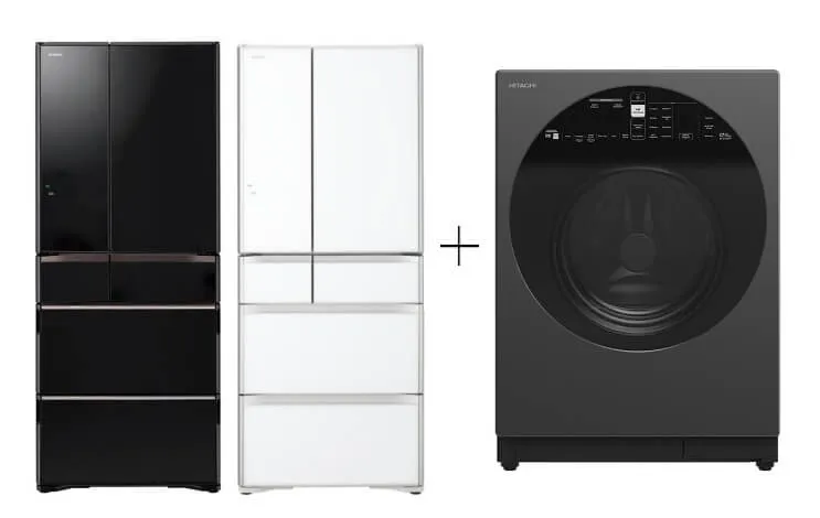 Hitachi R-WXC670KS-XK/XW (Crystal White) Multi Door Refrigerator (500l) Hitachi BD-D120XGV Front Load Washer Dryer 12/8KG