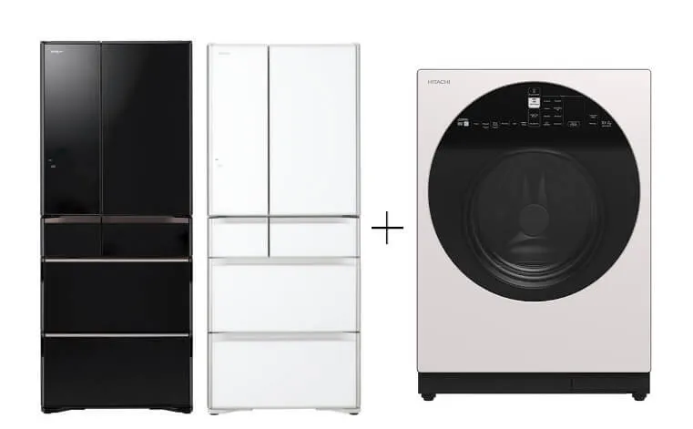 Hitachi R-WXC670KS-XK/XW Multi Door Refrigerator (500l) Hitachi BD-D100GV Front Load Washer Dryer Wind Iron, AI Wash Inverter 10/7KG