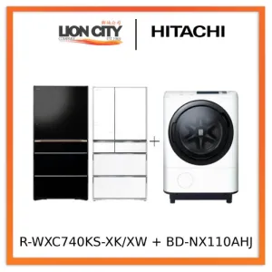 Hitachi R-WXC740KS-XK/XW 572L Smart Multi-door Fridge Hitachi BD-NX110AHJ 11/7kg Washer Dryer