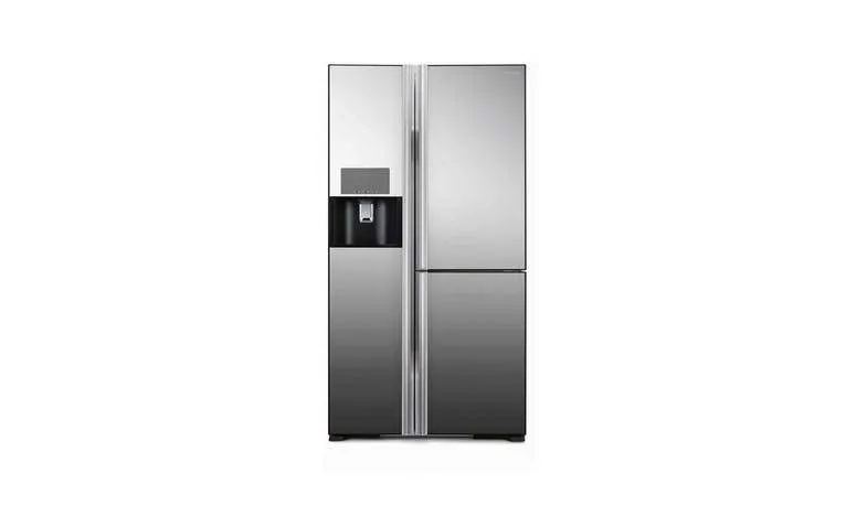 Hitachi RM700VAG9MSX-MIR (Gross 569L) Side-By-Side Refrigerator   BD90YAV 9kg Powered Inverter Front Load Washing Machine