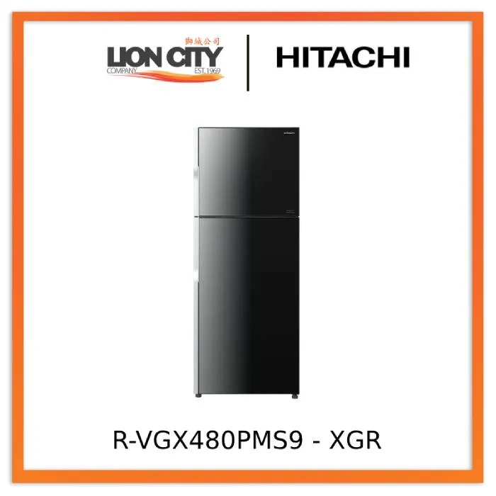 Hitachi RVGX480PMS9 - GBK / XRZ / XGR / MIR 2-Door Deluxe Glass Inverter Refrigerator