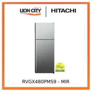 Hitachi RVGX480PMS9-MIR 2-Door Deluxe Glass Inverter Refrigerator