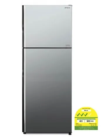 Hitachi RVGX480PMS9-MIR 2-Door Deluxe Glass Inverter Refrigerator