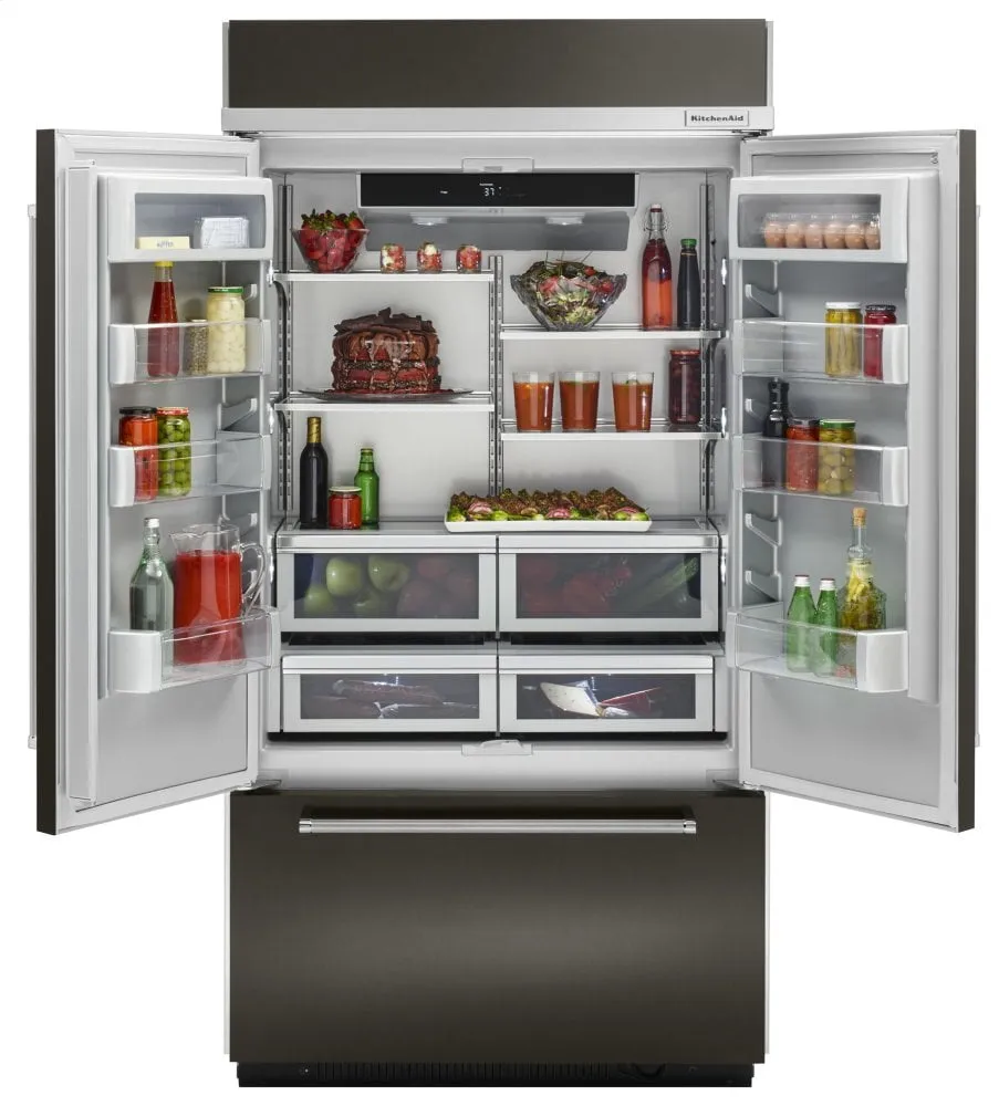 Kitchenaid KBFN502EBS 24.2 Cu. Ft. 42" Width Built-In Stainless French Door Refrigerator With Platinum Interior Design - Black Stainless Steel With Printshield&#8482; Finish