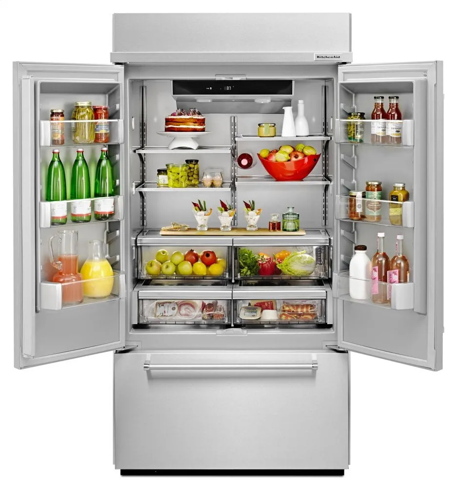 Kitchenaid KBFN502ESS 24.2 Cu. Ft. 42" Width Built-In Stainless French Door Refrigerator With Platinum Interior Design - Stainless Steel