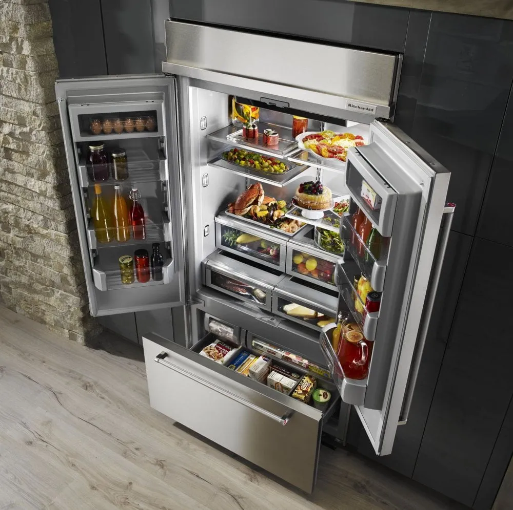 Kitchenaid KBFN502ESS 24.2 Cu. Ft. 42" Width Built-In Stainless French Door Refrigerator With Platinum Interior Design - Stainless Steel