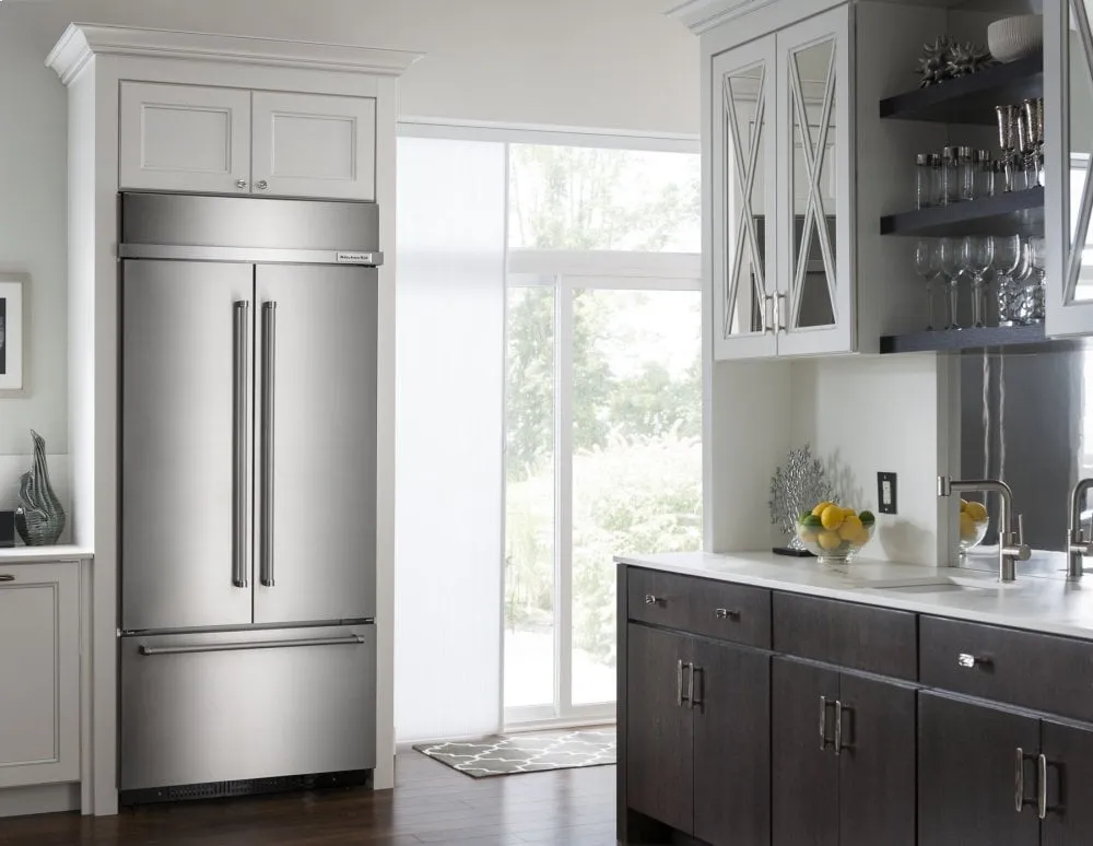 Kitchenaid KBFN506ESS 20.8 Cu. Ft. 36" Width Built In Stainless Steel French Door Refrigerator With Platinum Interior Design