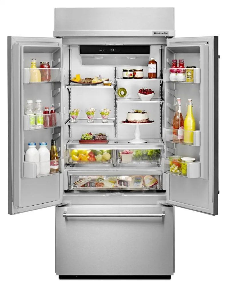 Kitchenaid KBFN506ESS 20.8 Cu. Ft. 36" Width Built In Stainless Steel French Door Refrigerator With Platinum Interior Design