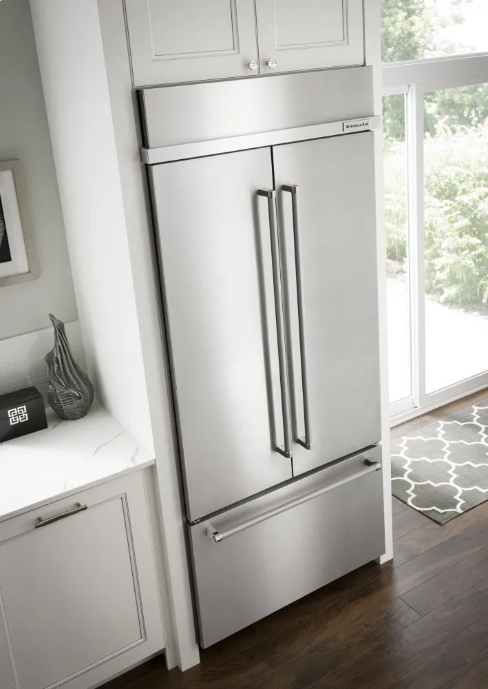 Kitchenaid KBFN506ESS 20.8 Cu. Ft. 36" Width Built In Stainless Steel French Door Refrigerator With Platinum Interior Design
