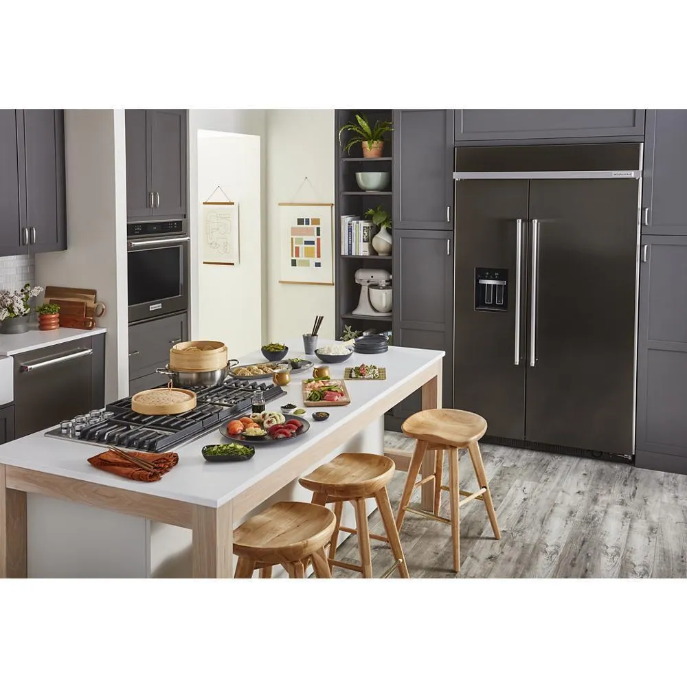 Kitchenaid KBSD708MBS 29.4 Cu. Ft. 48" Built-In Side-By-Side Refrigerator With Ice And Water Dispenser