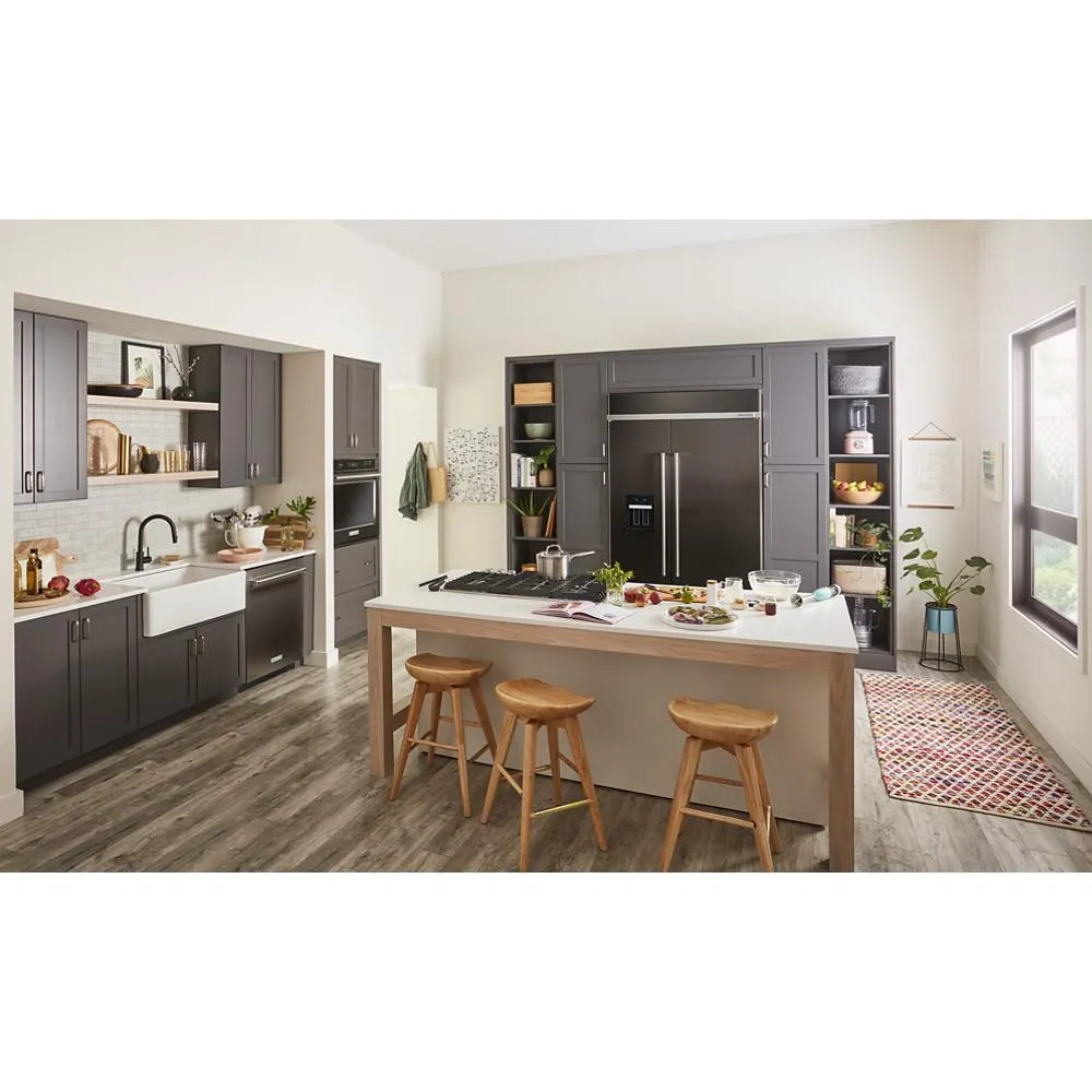 Kitchenaid KBSD708MBS 29.4 Cu. Ft. 48" Built-In Side-By-Side Refrigerator With Ice And Water Dispenser