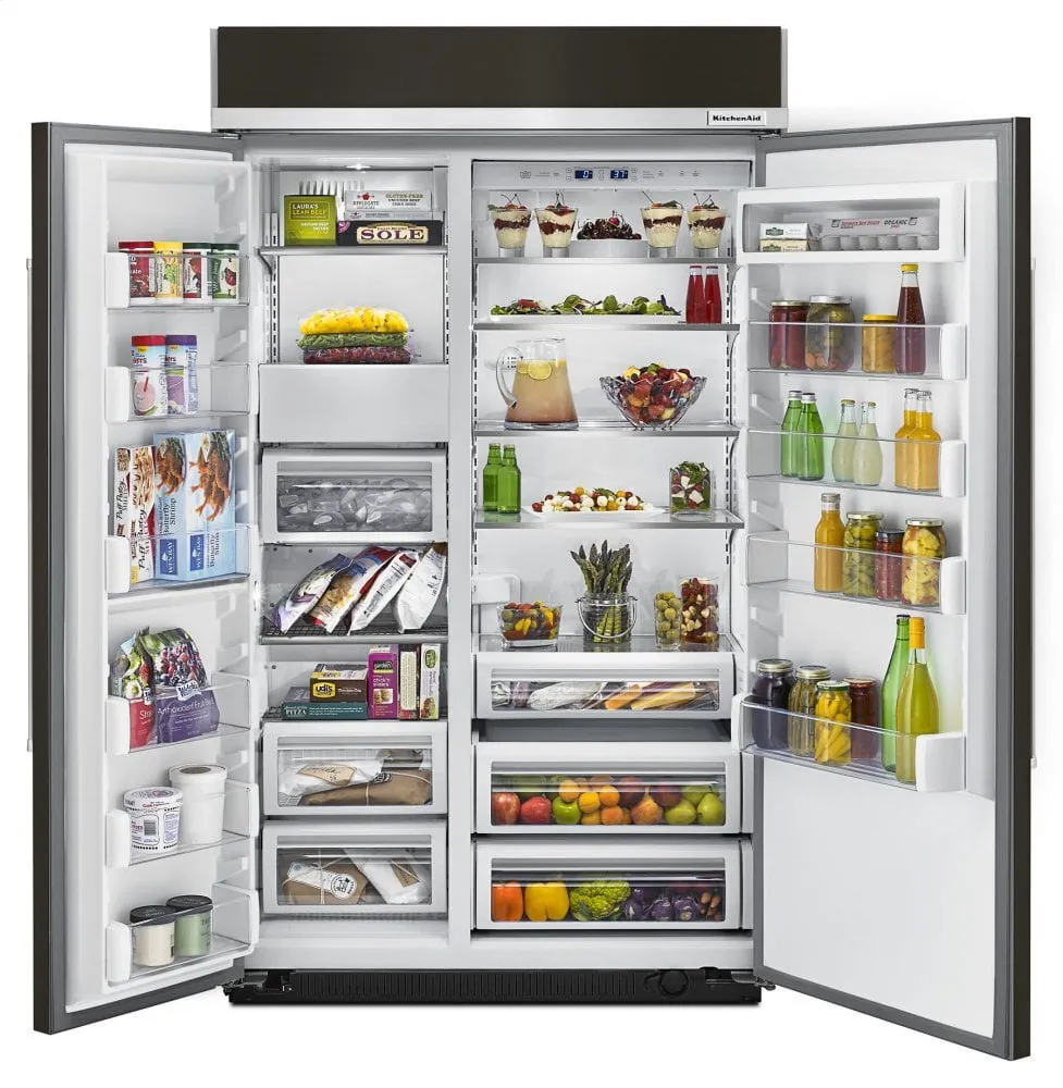 Kitchenaid KBSN608EBS 30.0 Cu. Ft 48-Inch Width Built-In Side By Side Refrigerator With Printshield&#8482; Finish - Black Stainless
