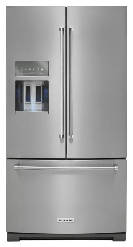 Kitchenaid KRFF507HPS 26.8 Cu. Ft. 36-Inch Width Standard Depth French Door Refrigerator With Exterior Ice And Water And Printshield&#8482; Finish - Stainless Steel With Printshield&#8482; Finish
